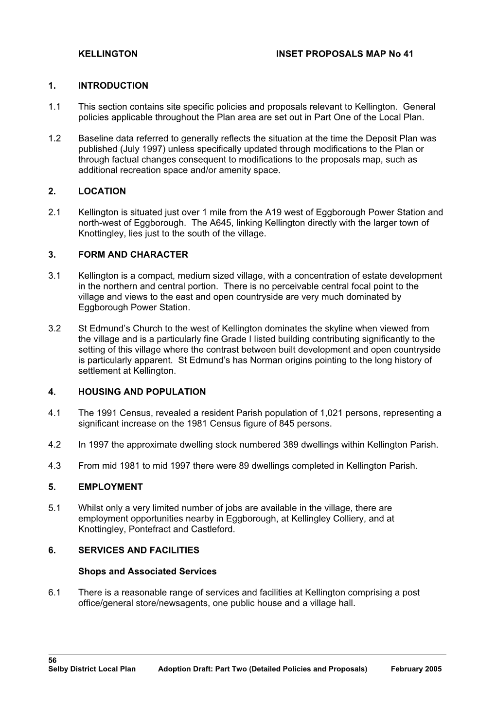 KELLINGTON INSET PROPOSALS MAP No 41