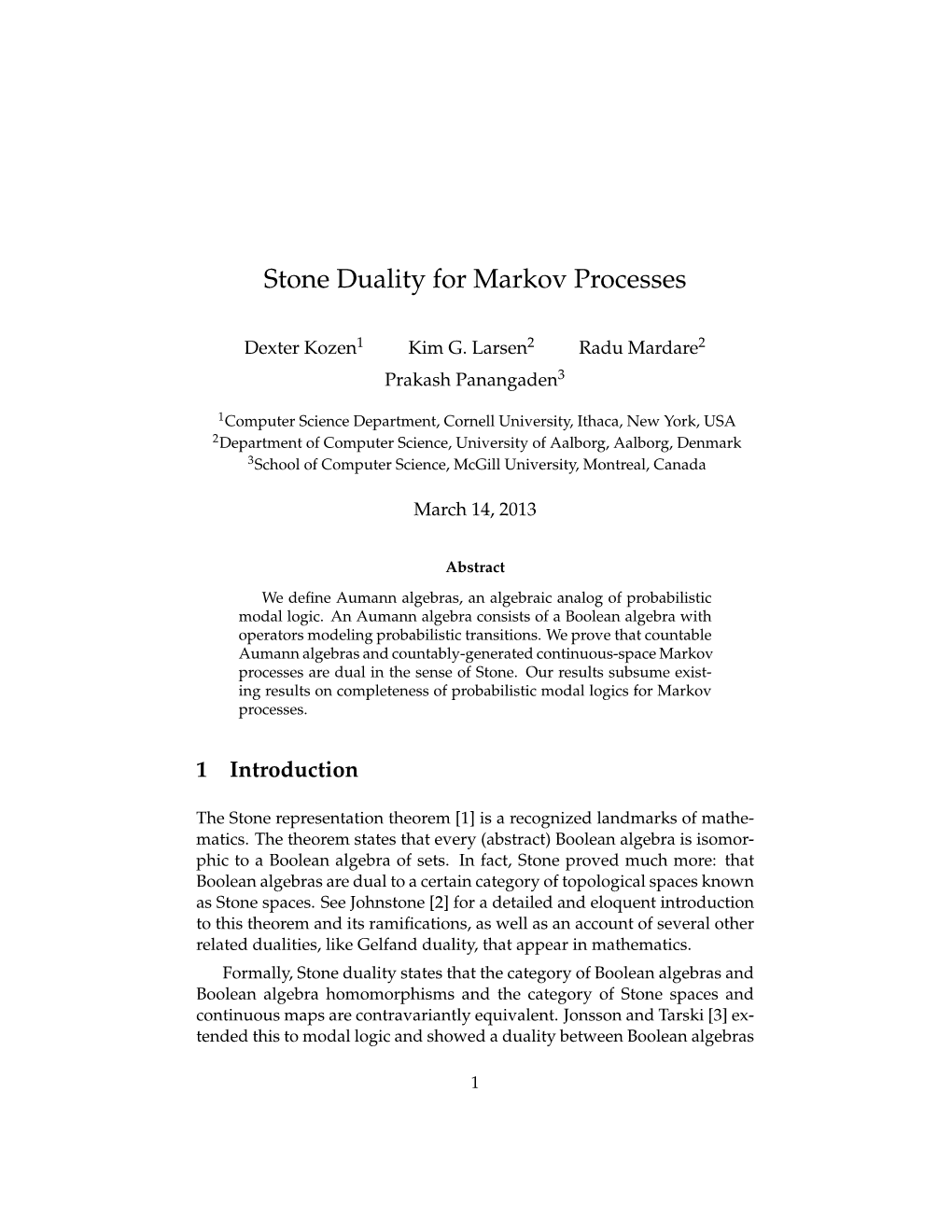 Stone Duality for Markov Processes