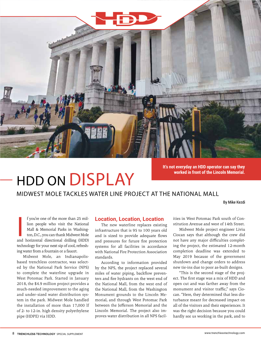 HDD on DISPLAY MIDWEST MOLE TACKLES WATER LINE PROJECT at the NATIONAL MALL by Mike Kezdi