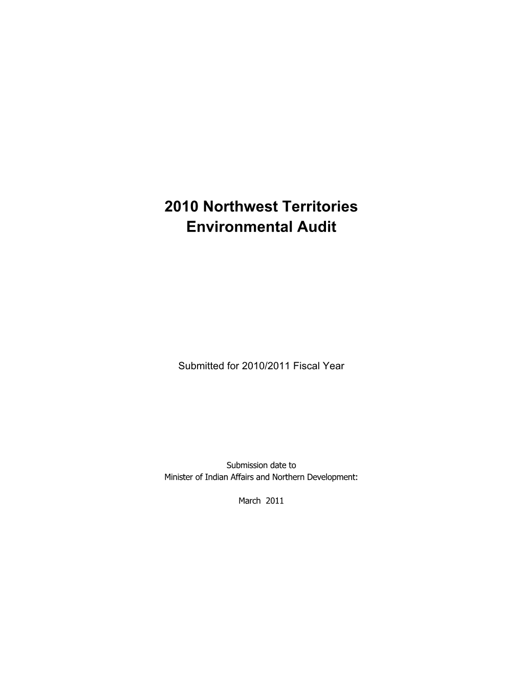 2010 Northwest Territories Environmental Audit