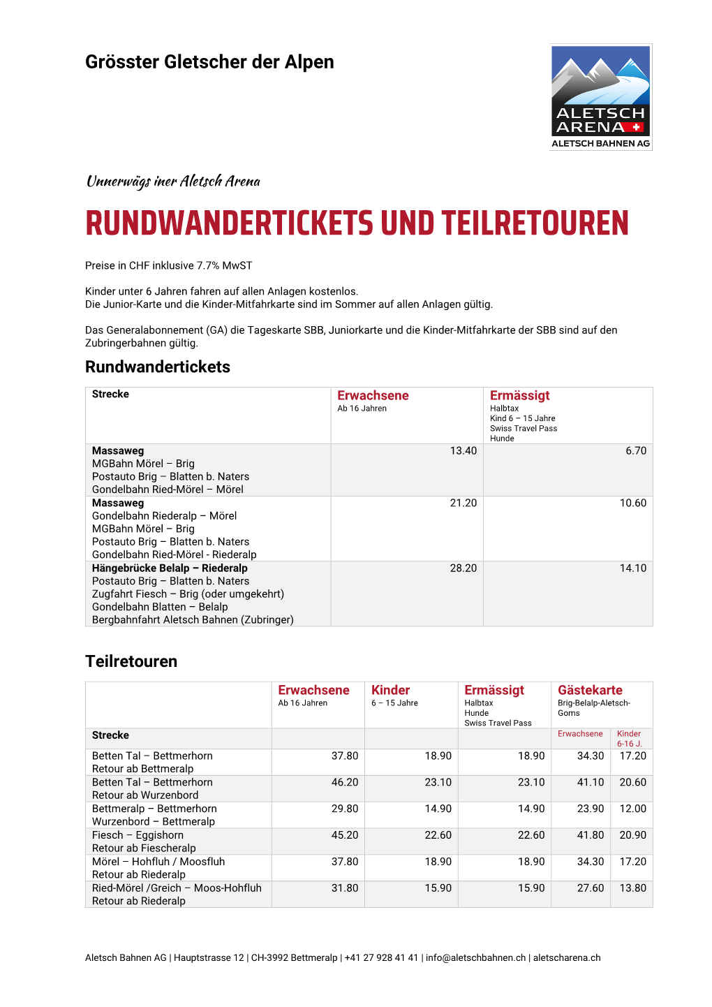 Rundwandertickets Und Teilretouren