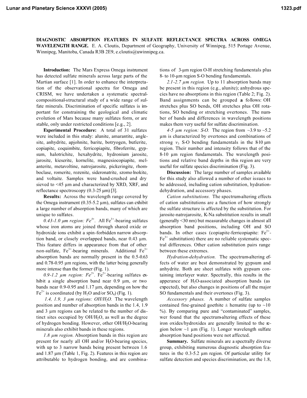 Diagnostic Absorption Features in Sulfate Reflectance Spectra Across Omega Wavelength Range