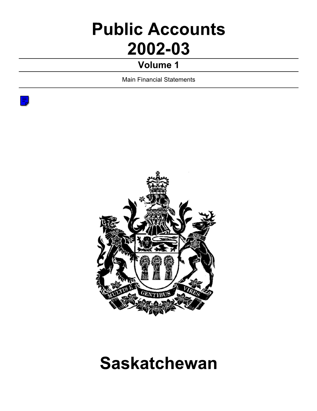 Public Accounts 2002-03 Saskatchewan
