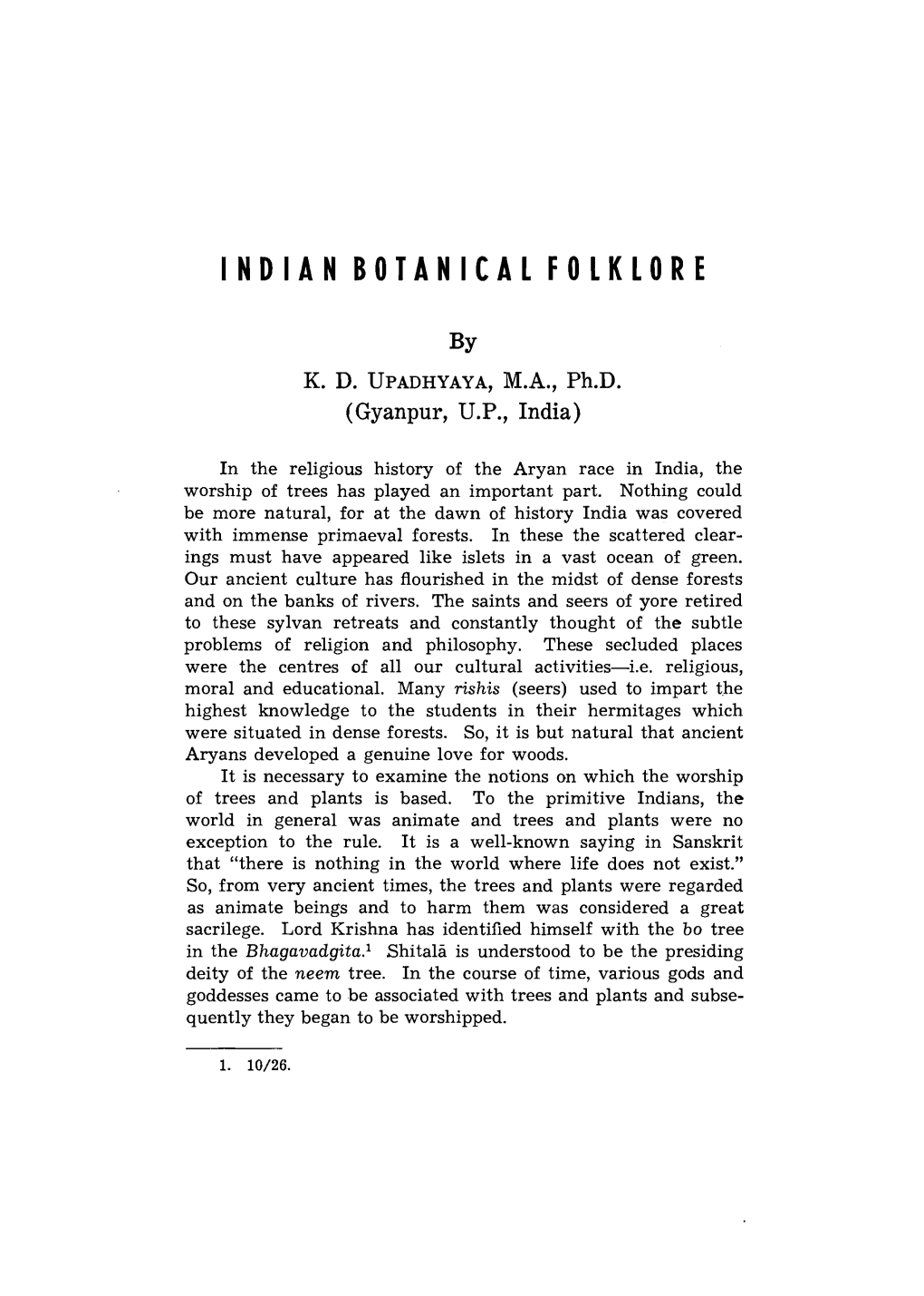 Indian Botanical Folklore