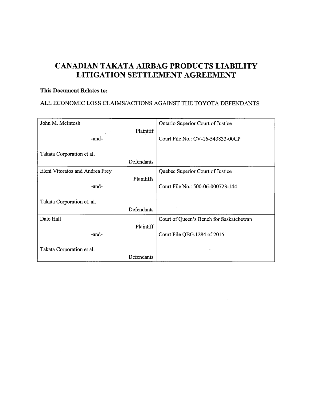 Settlement Agreement