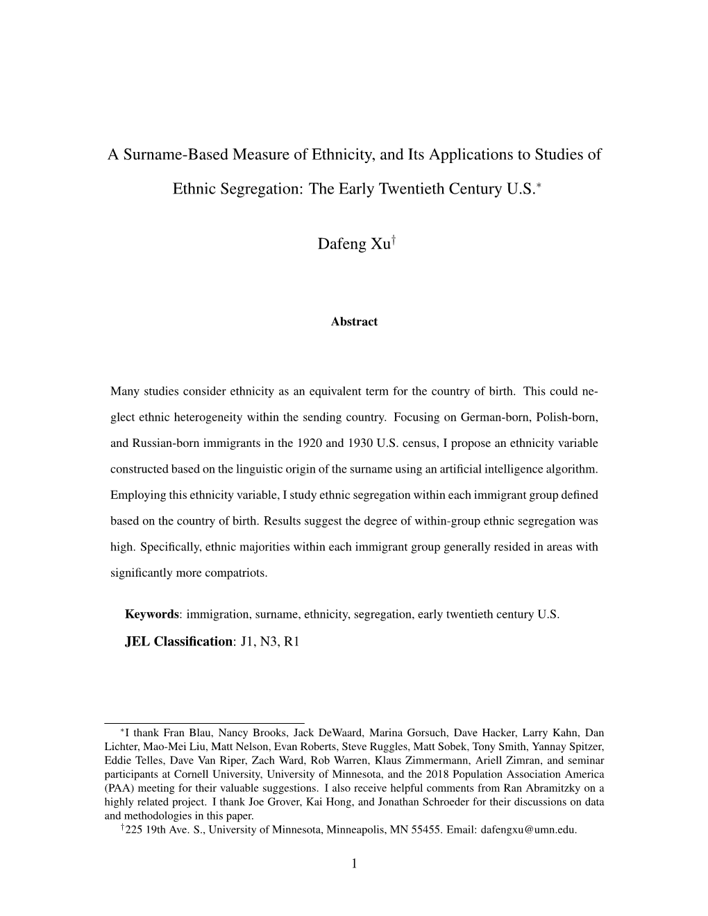 A Surname-Based Measure of Ethnicity, and Its Applications to Studies Of