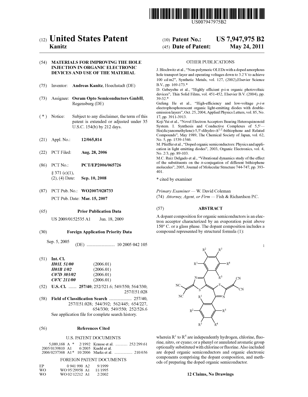 (12) United States Patent (10) Patent No.: US 7,947,975 B2 Kanitz (45) Date of Patent: May 24, 2011