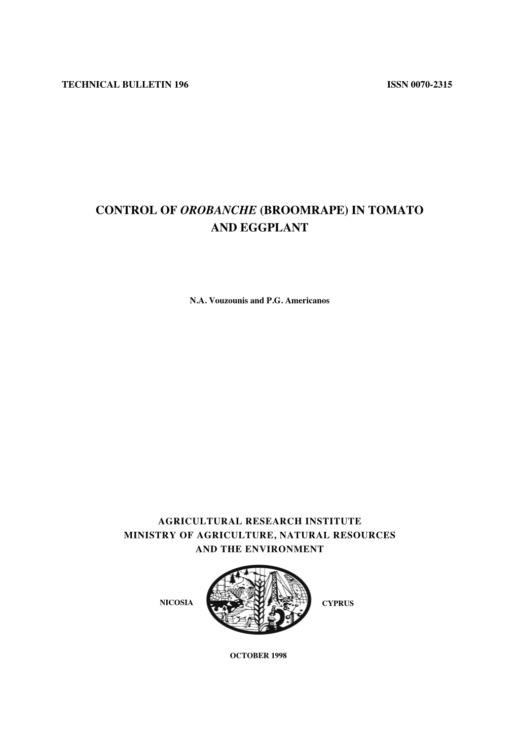 Control of Orobanche (Broomrape) in Tomato and Eggplant