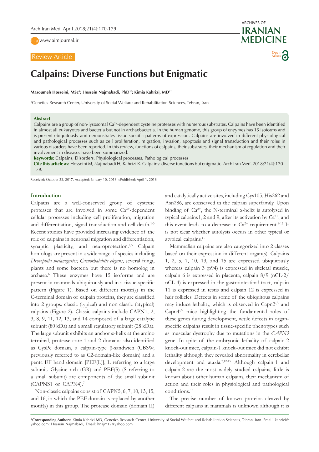 Calpains: Diverse Functions but Enigmatic