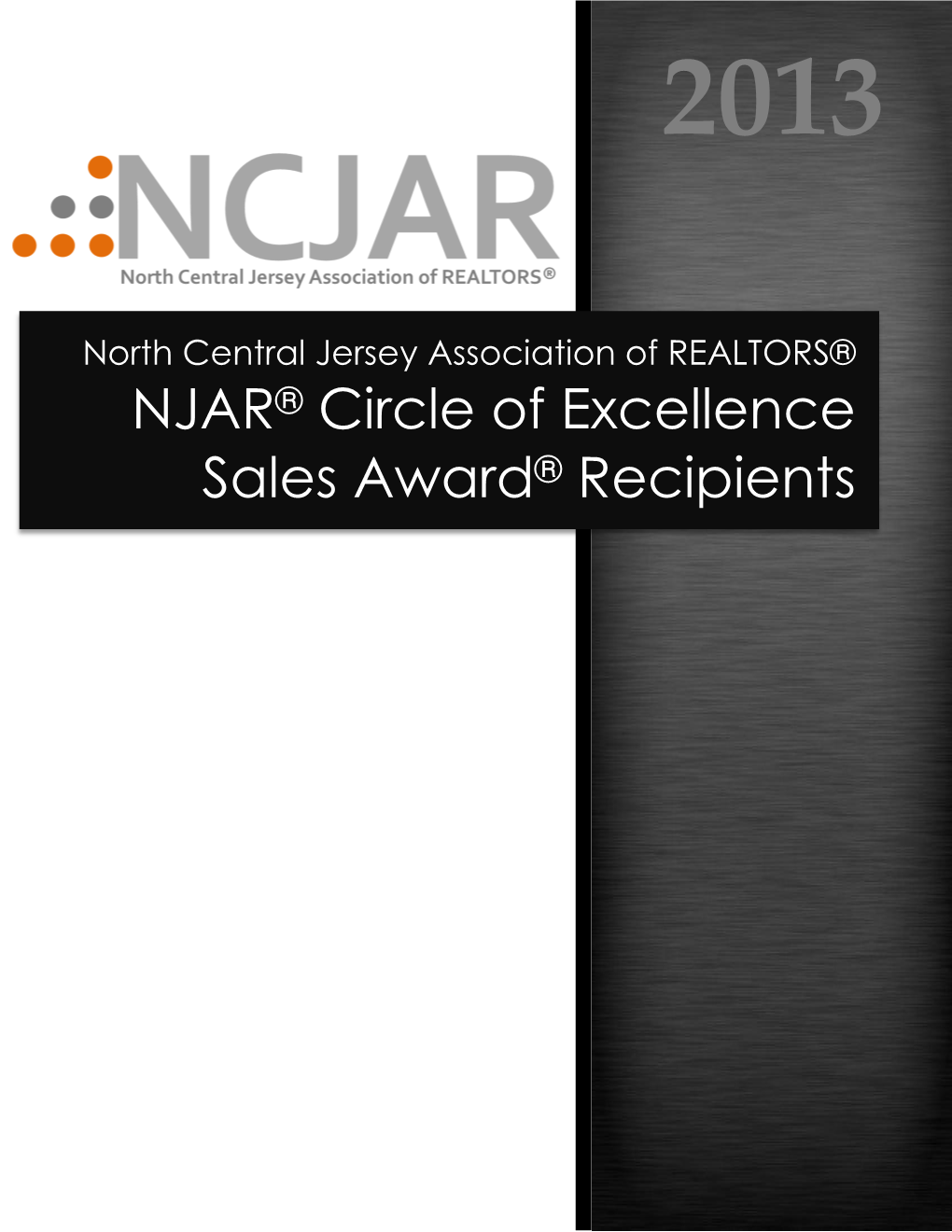 2013 NJAR® Circle of Excellence Sales Award® Recipients