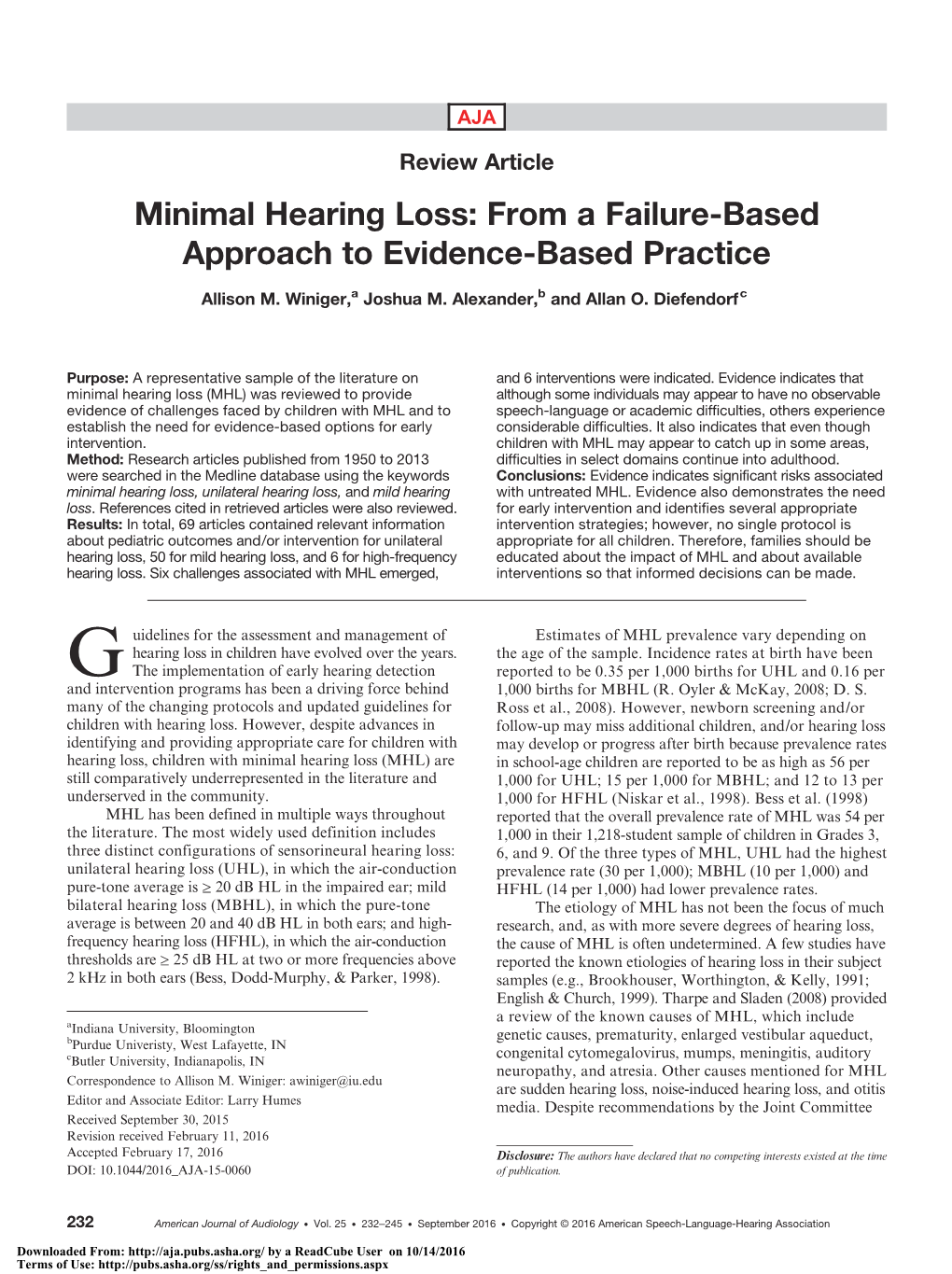 Minimal Hearing Loss: from a Failure-Based Approach to Evidence-Based Practice