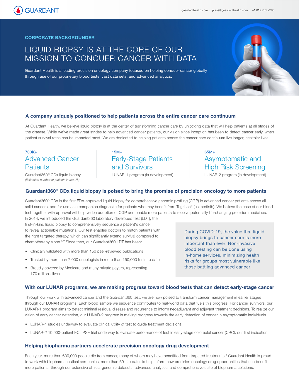 Liquid Biopsy Is at the Core of Our Mission to Conquer Cancer with Data