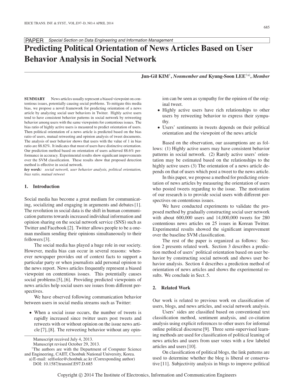 Predicting Political Orientation of News Articles Based on User Behavior Analysis in Social Network