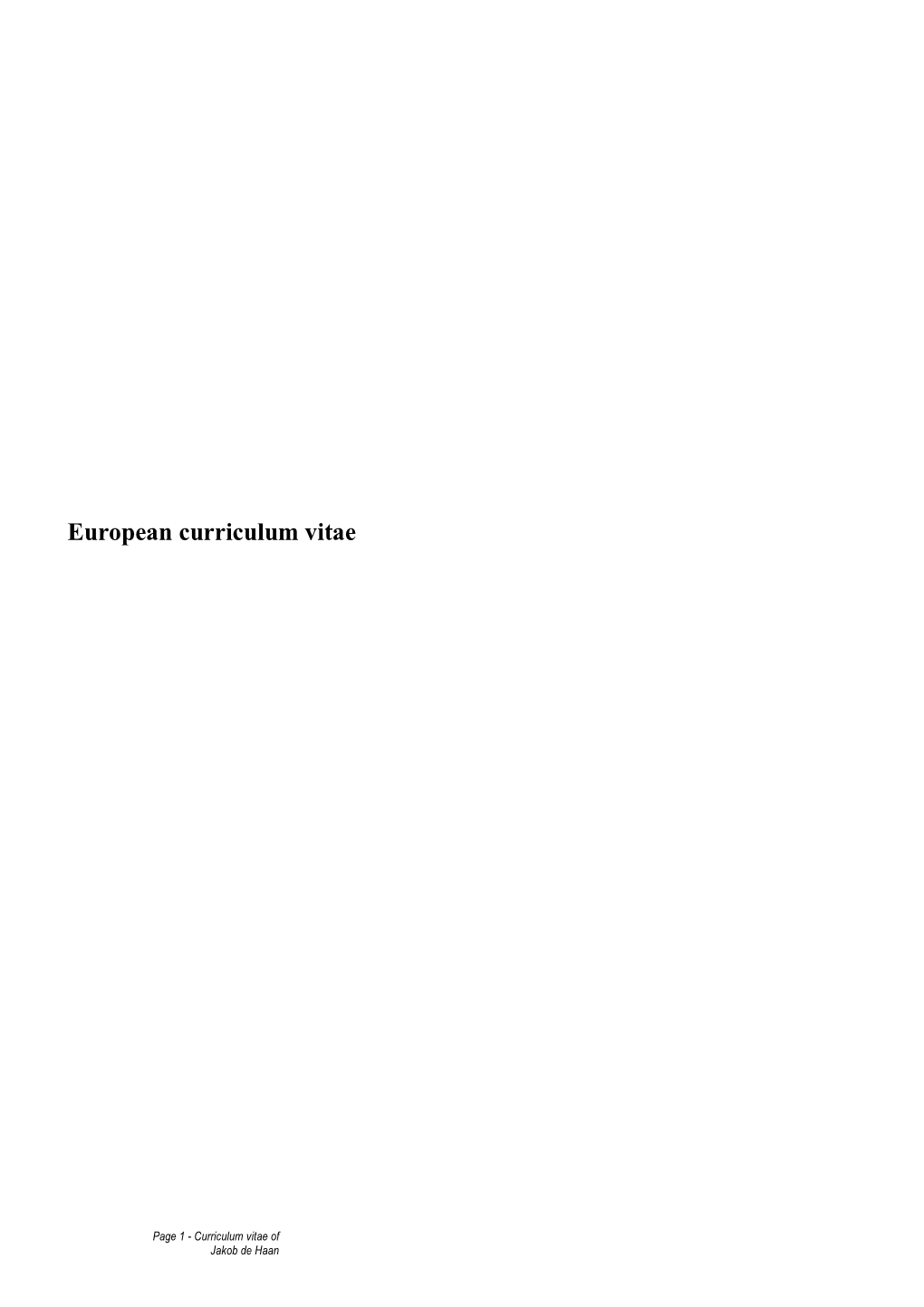 European Curriculum Vitae