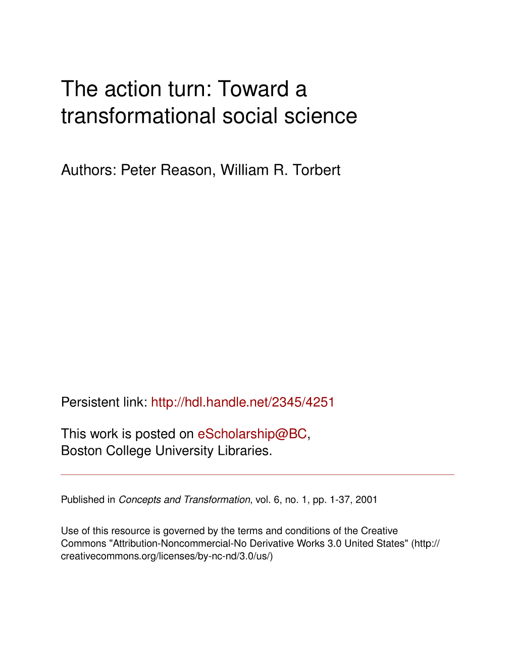 The Action Turn: Toward a Transformational Social Science