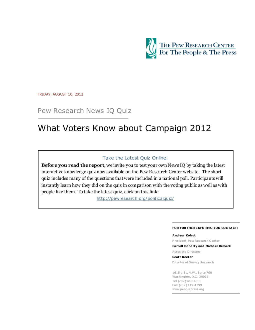 What Voters Know About Campaign 2012