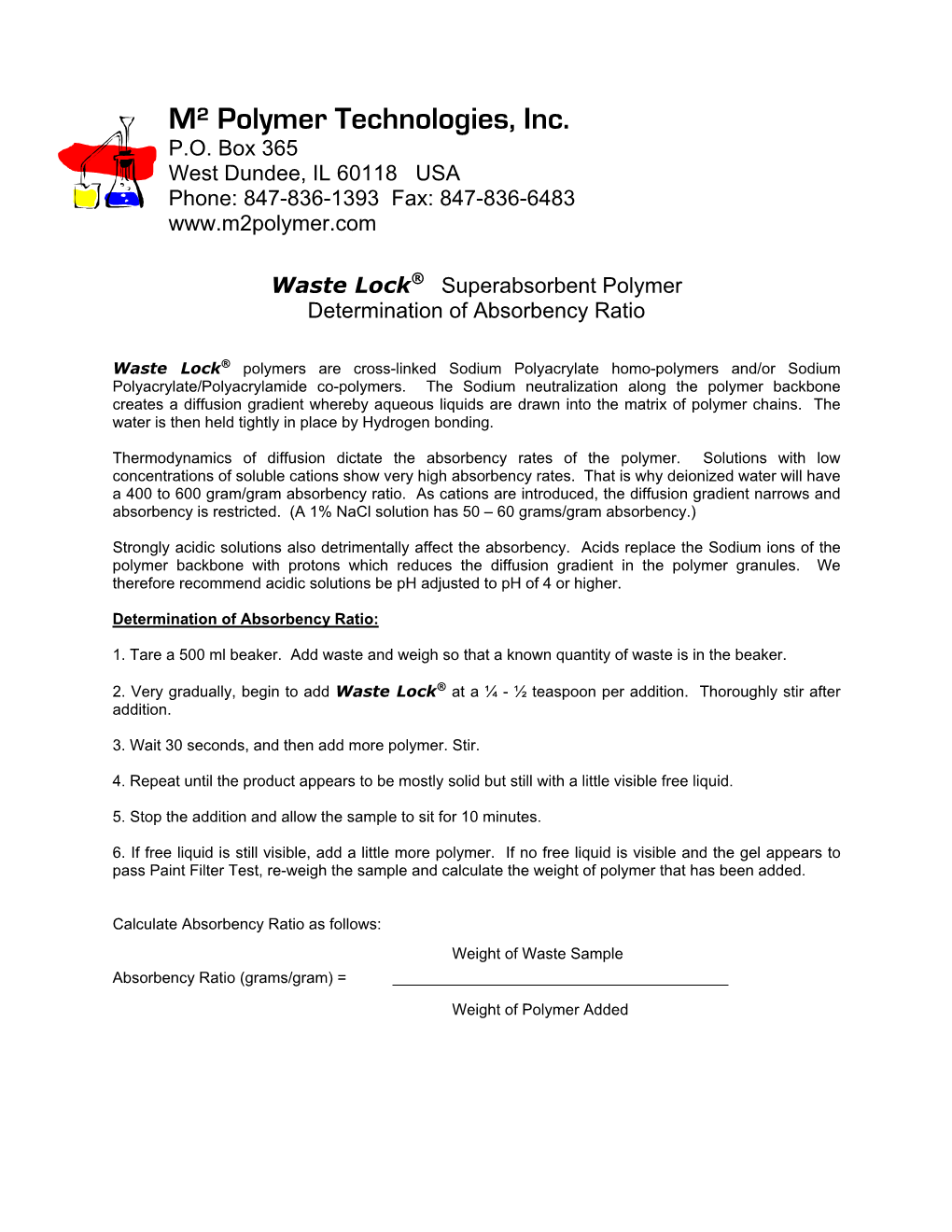 Absorbency Ratio Calculation