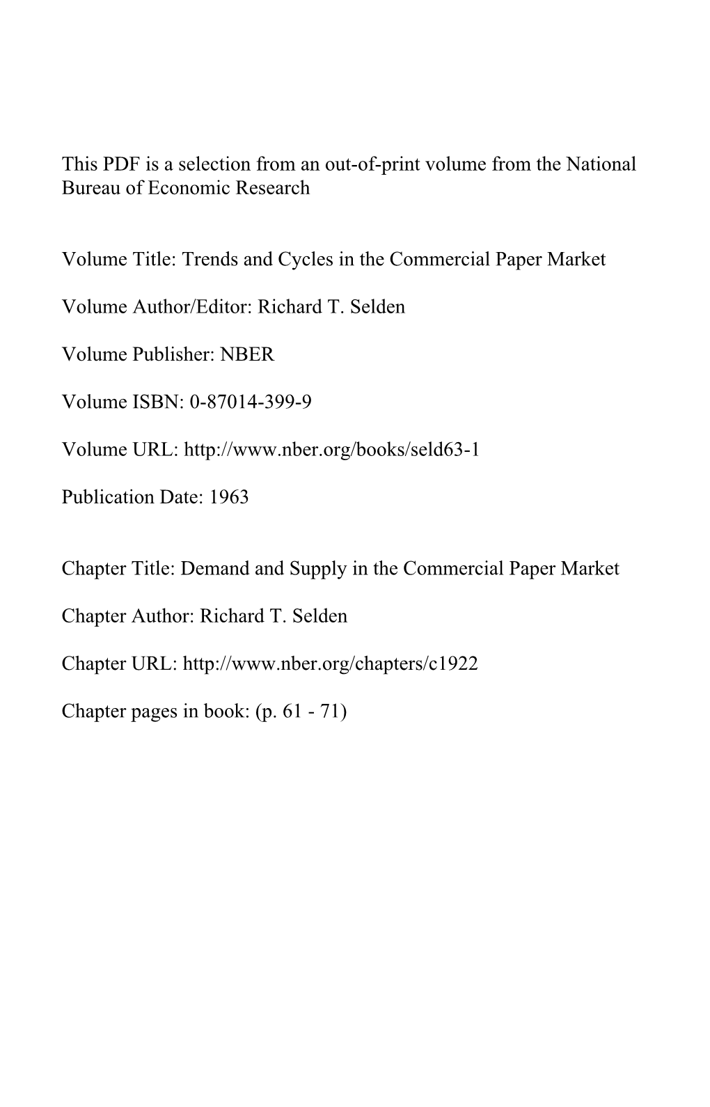 Demand and Supply in the Commercial Paper Market