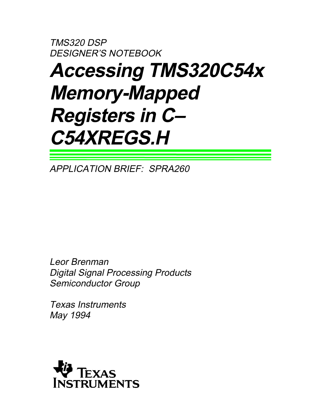 Accessing Tms320c54x Memory-Mapped Registers in C-C54xregs.H