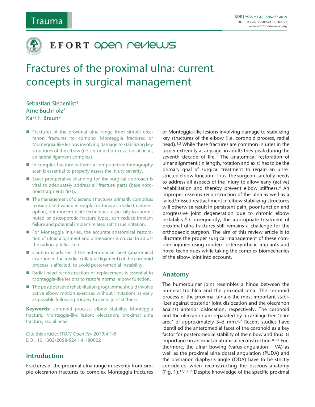 Fractures of the Proximal Ulna: Current Concepts in Surgical Management