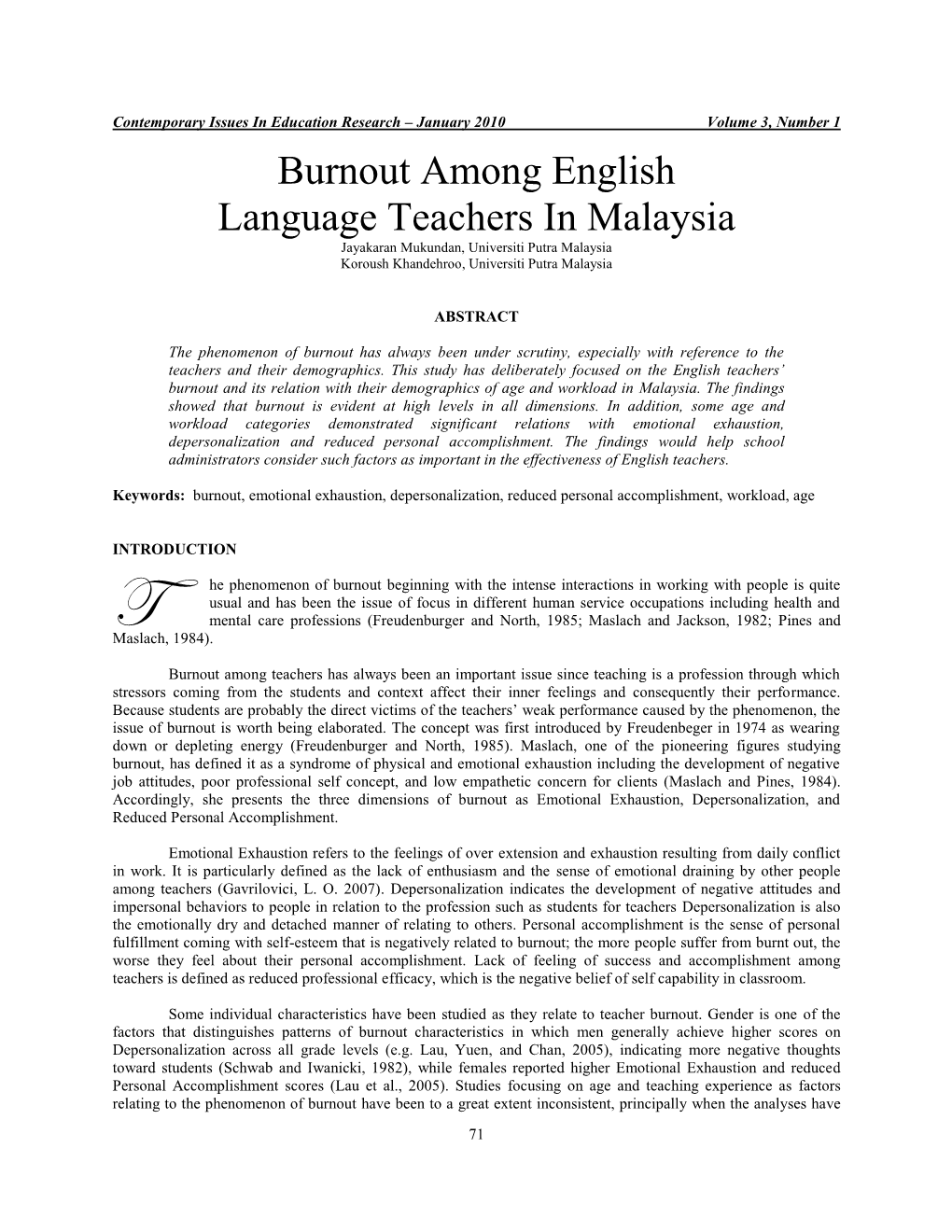 The Phenomenon of Burnout Arising from the Intense Interactions In