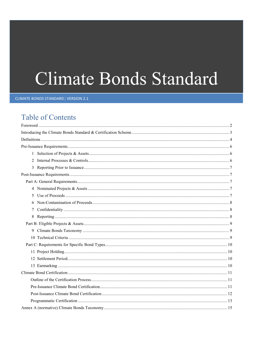 Climate Bonds Standard