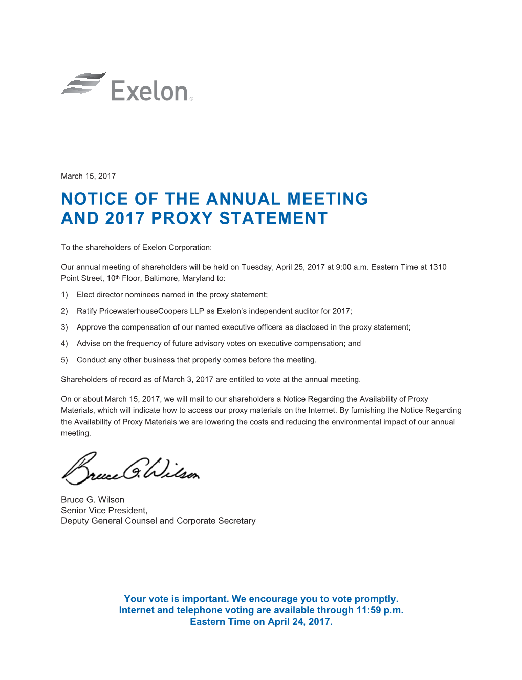 Notice of the Annual Meeting and 2017 Proxy Statement