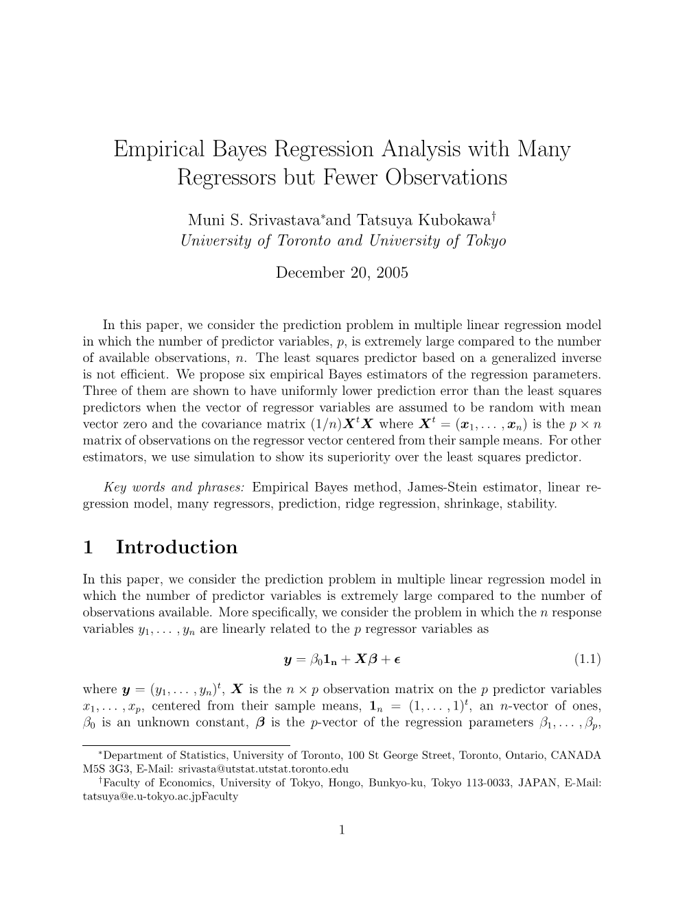 Empirical Bayes Regression Analysis with Many Regressors but Fewer Observations