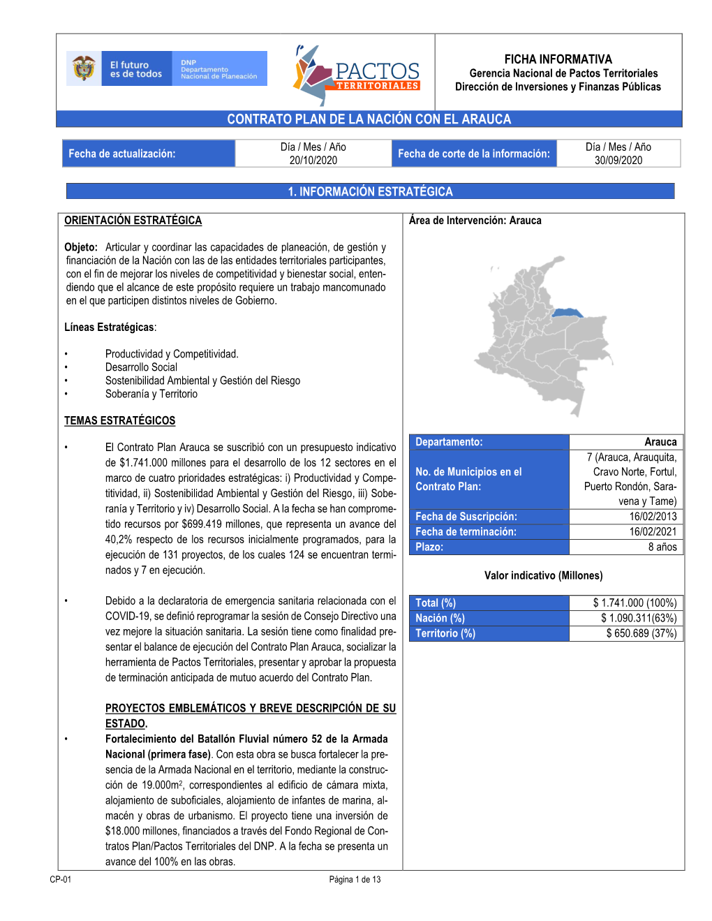 Avance Del Contrato Plan Arauca