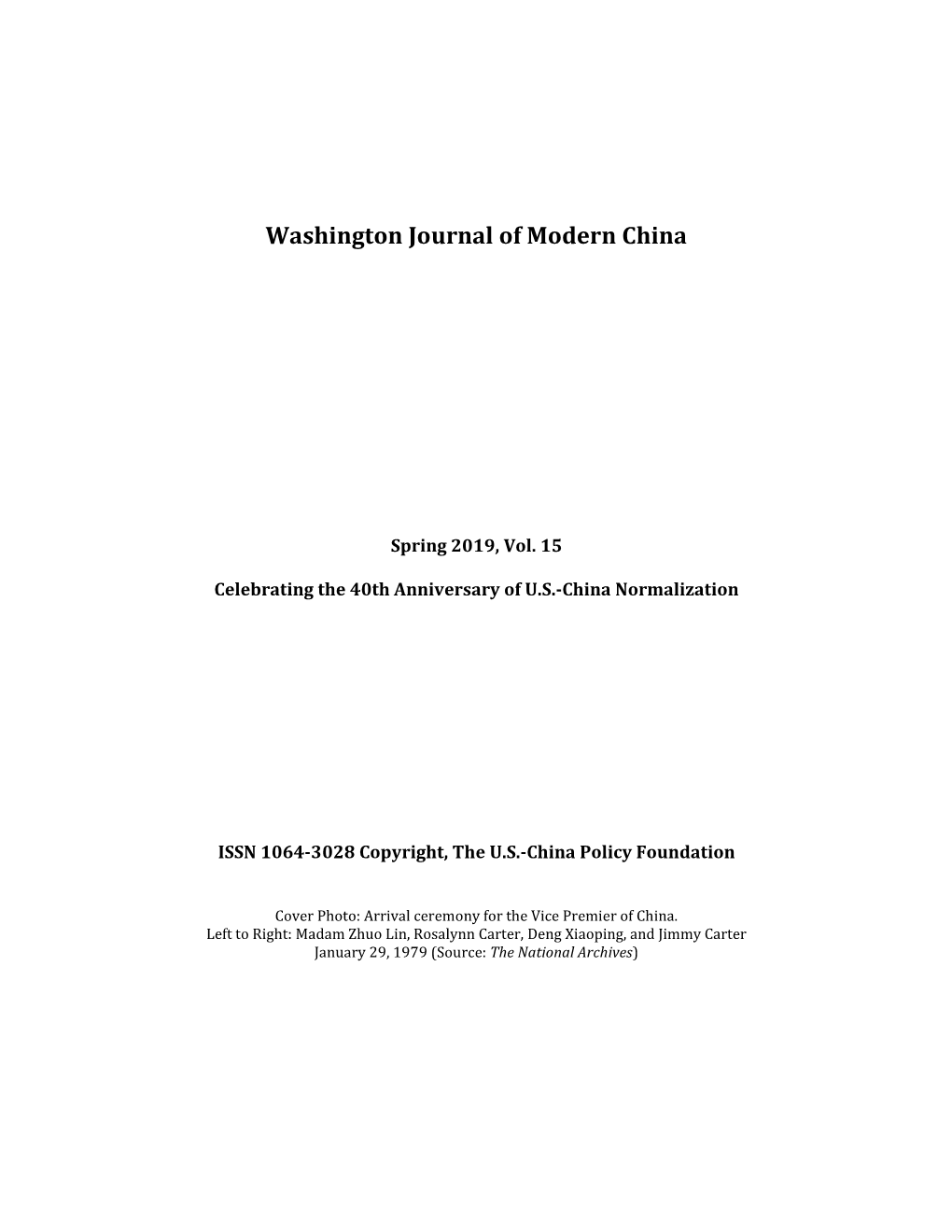 Washington Journal of Modern China