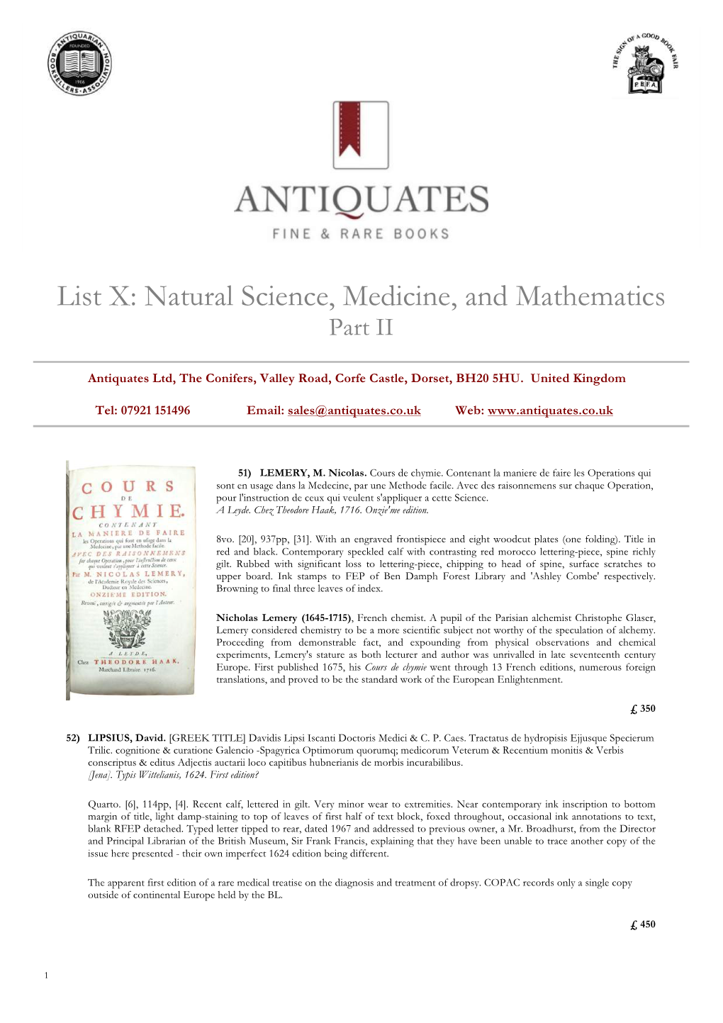 List X: Natural Science, Medicine, and Mathematics Part II