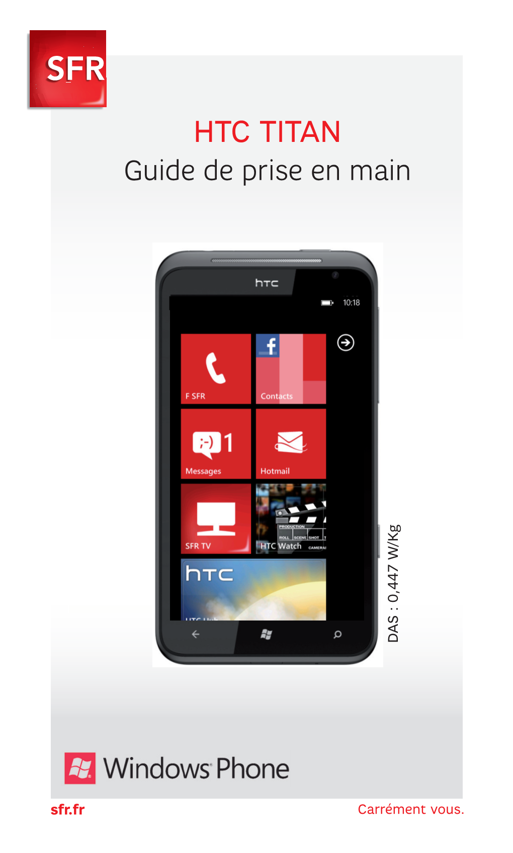 HTC TITAN Guide De Prise En Main DAS : 0,447 W/Kg DAS