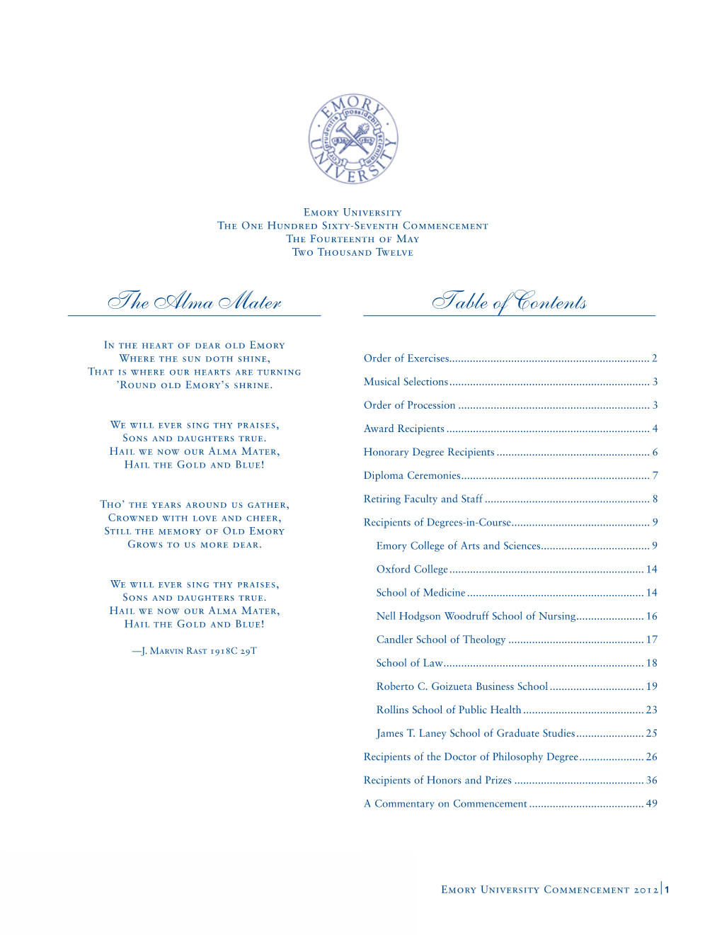 2012 Commencement Program