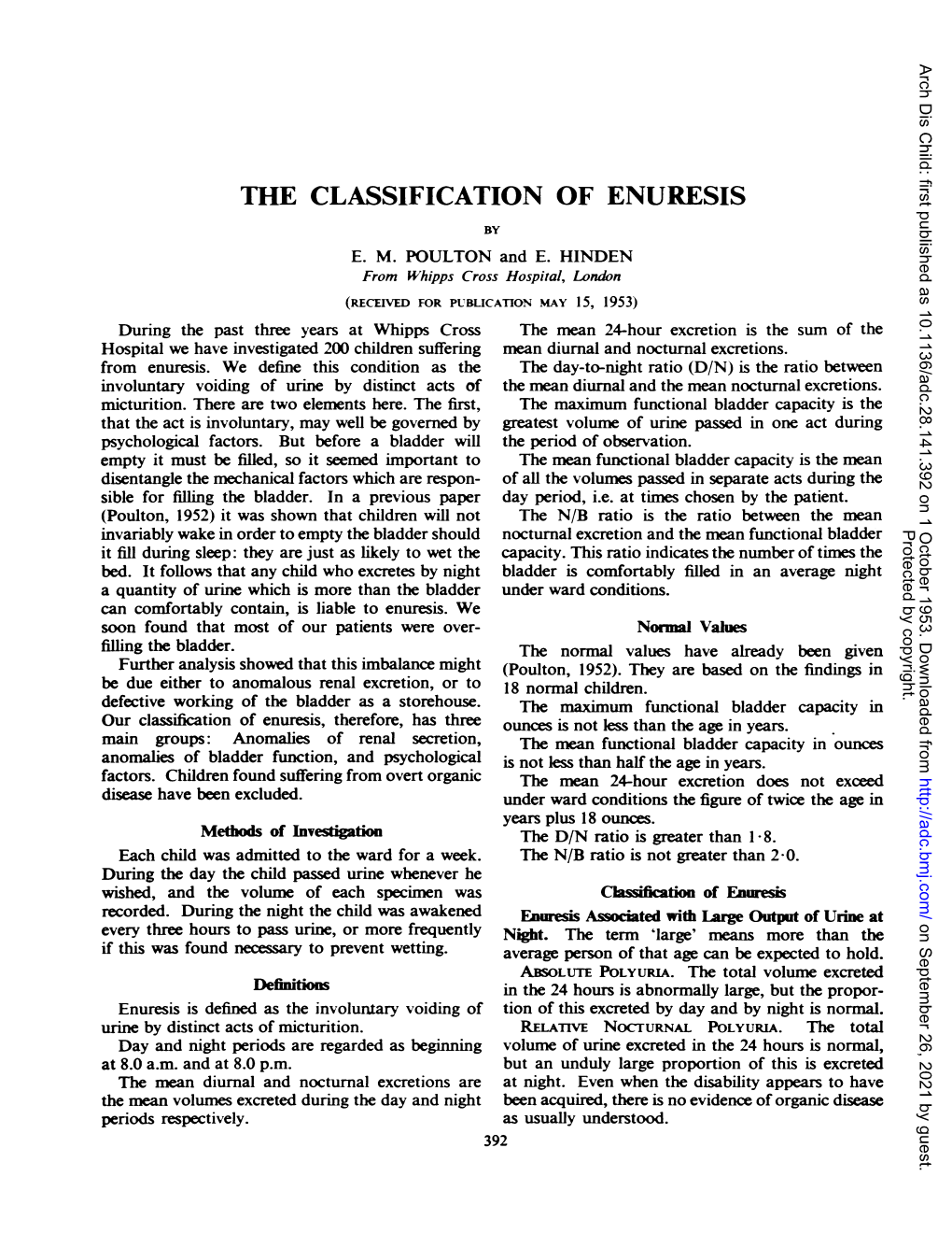 The Classification of Enuresis by E