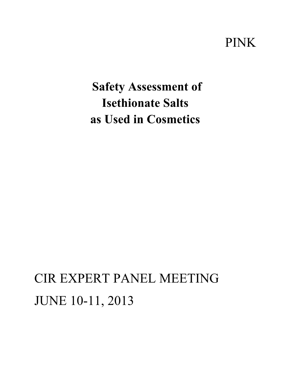 Cir Expert Panel Meeting June 10-11, 2013