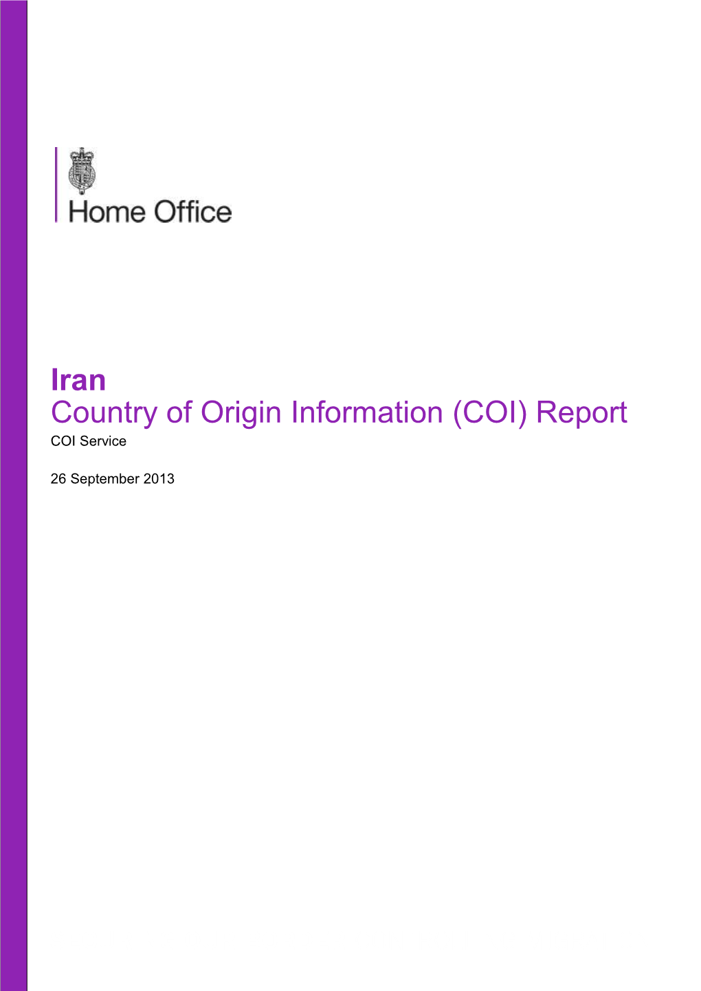 Iran Country of Origin Information (COI) Report COI Service
