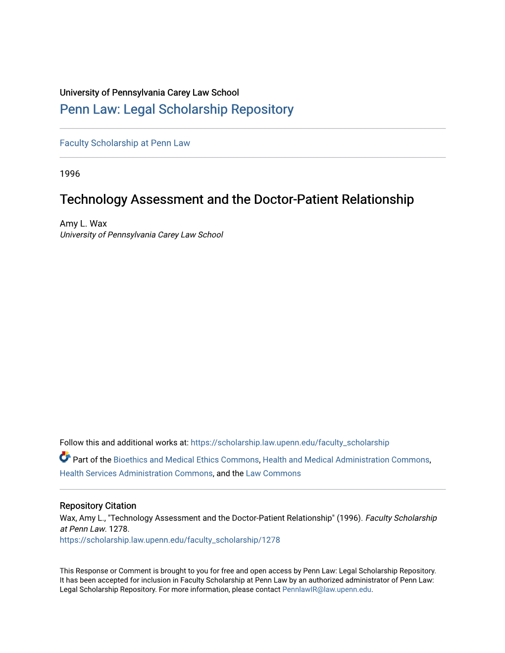 Technology Assessment and the Doctor-Patient Relationship