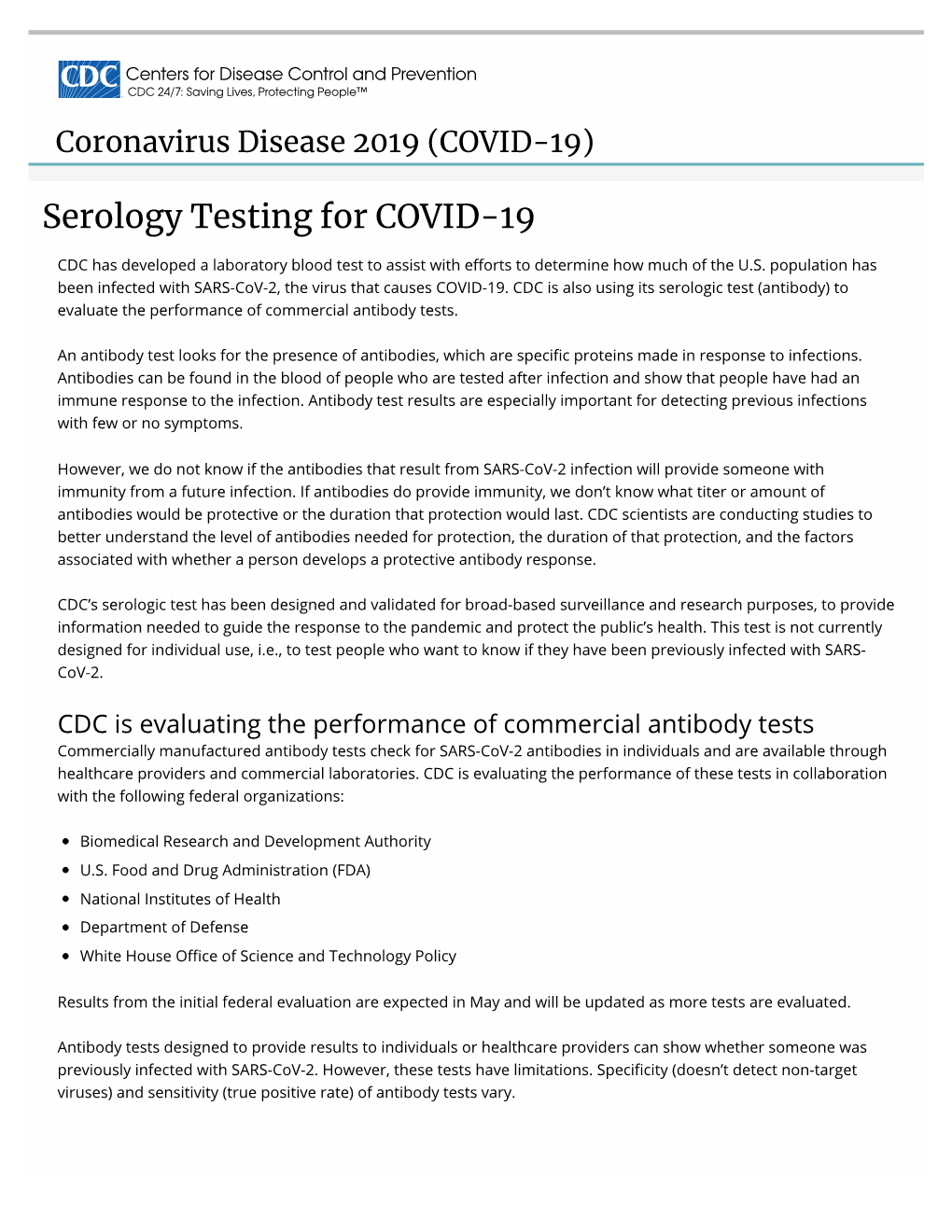 Serology Testing for COVID-19