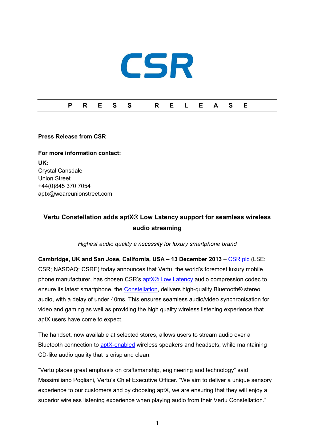 CSR Press Release Template & Cover Sheet & Cover Sheet