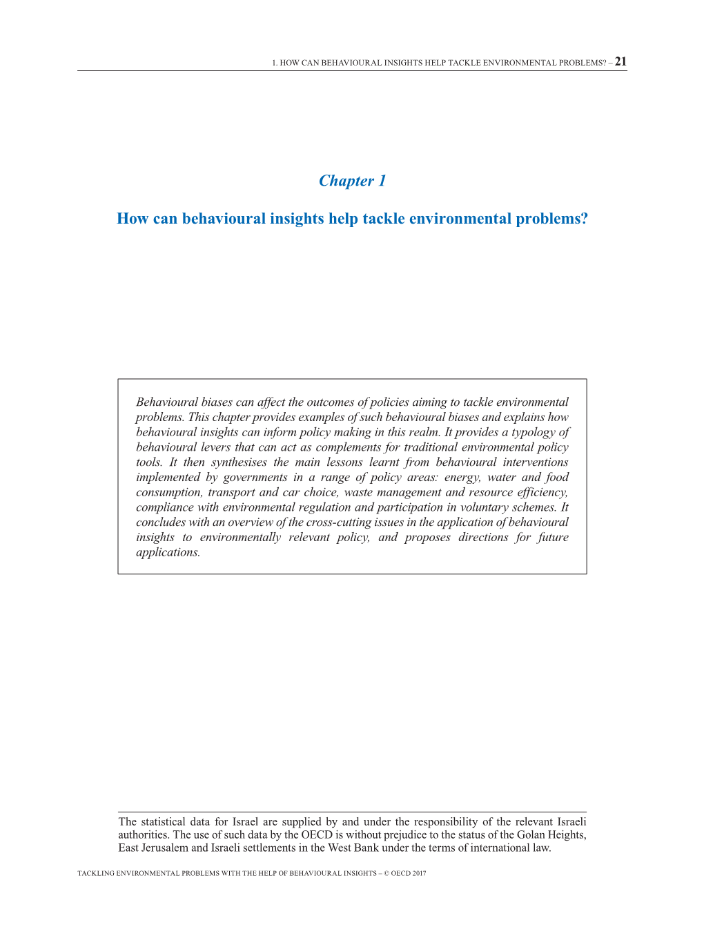 Chapter 1 How Can Behavioural Insights Help Tackle Environmental