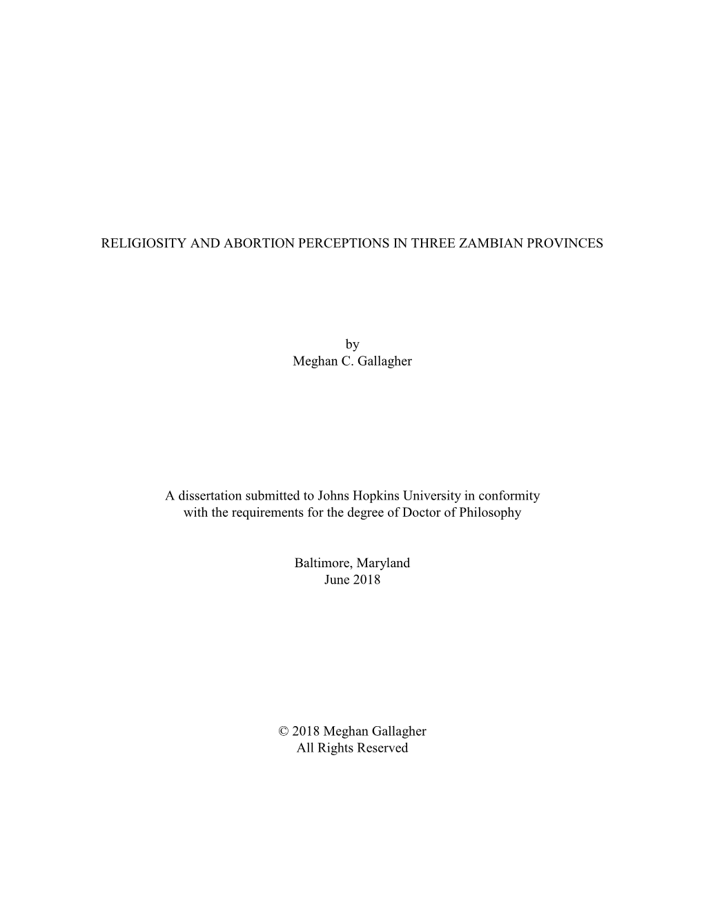 Religiosity and Abortion Perceptions in Three Zambian Provinces