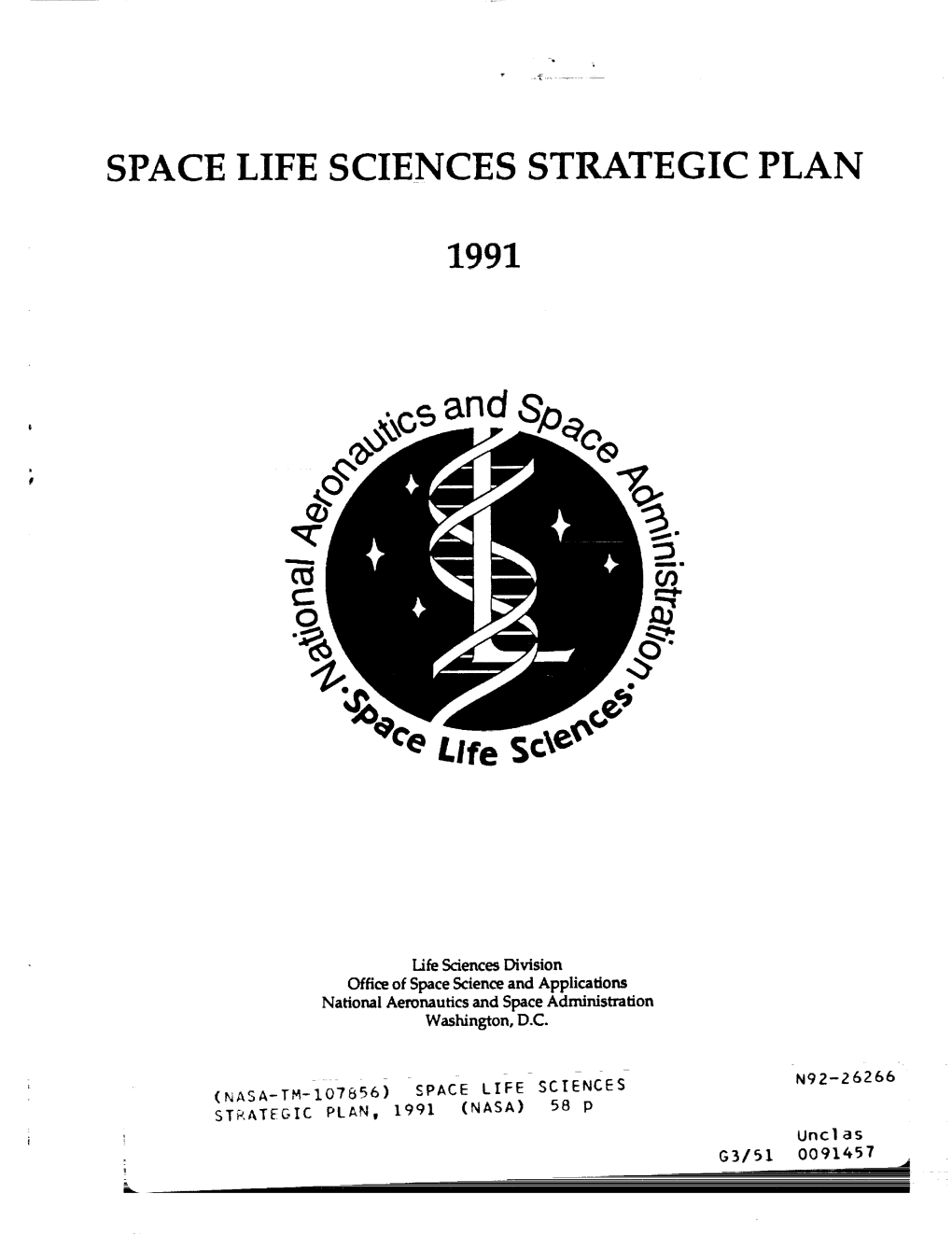 Space Life Sciences Strategic Plan 1991
