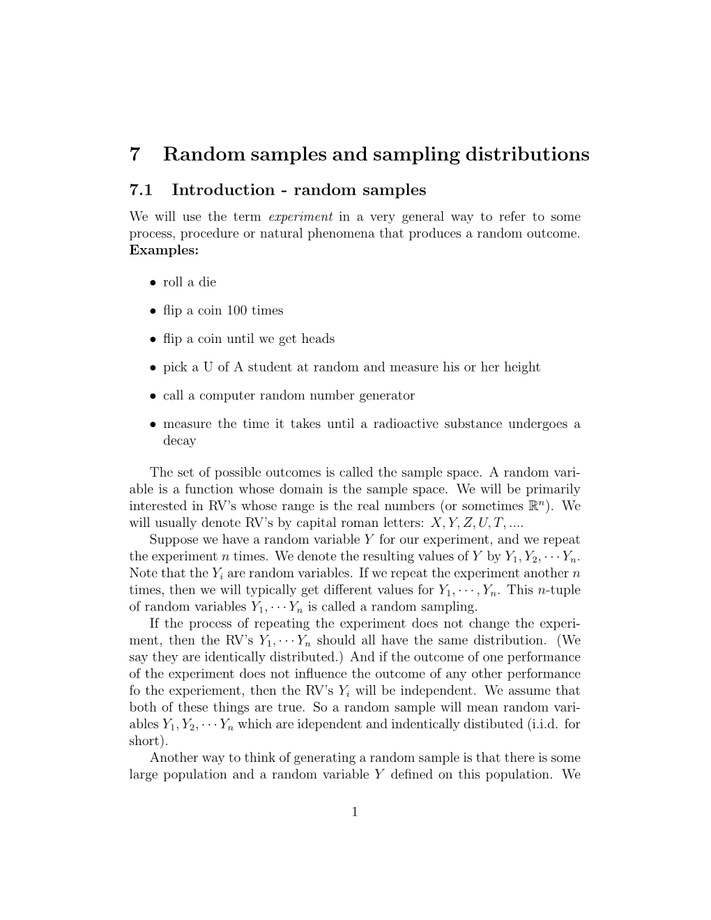 7 Random Samples and Sampling Distributions