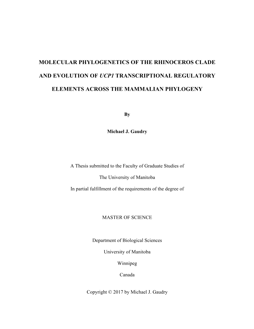 Molecular Phylogenetics of the Rhinoceros Clade And