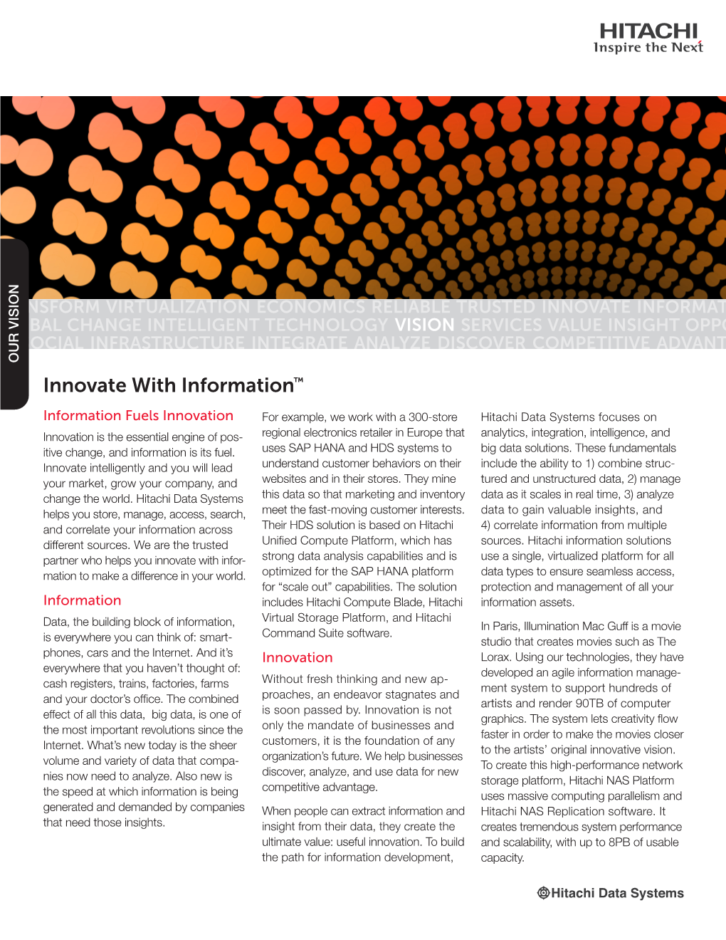 Hitachi Data Systems Vision Sheet