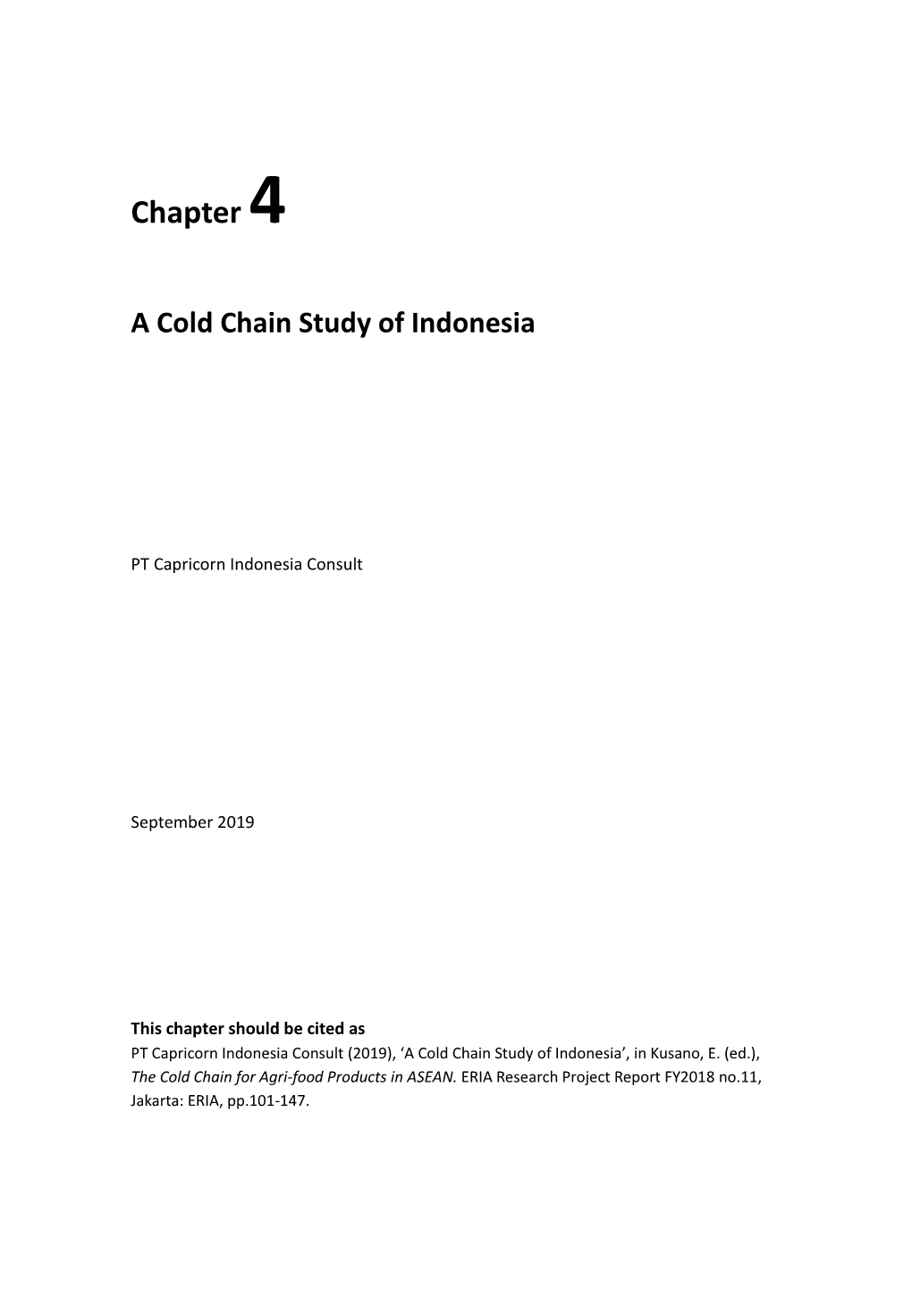 Chapter 4. a Cold Chain Study of Indonesia