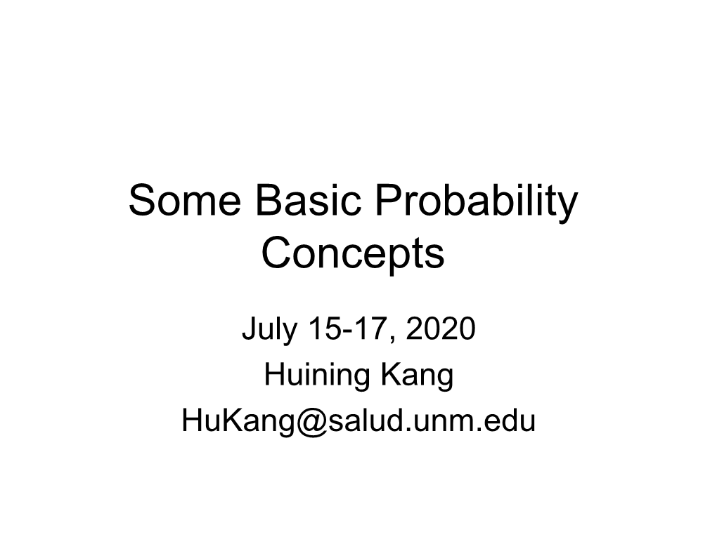 Some Basic Probability Concepts