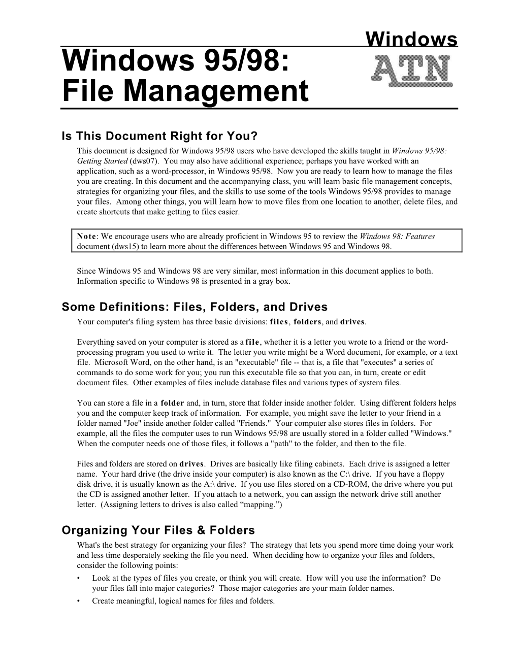 Windows 95/98: File Management