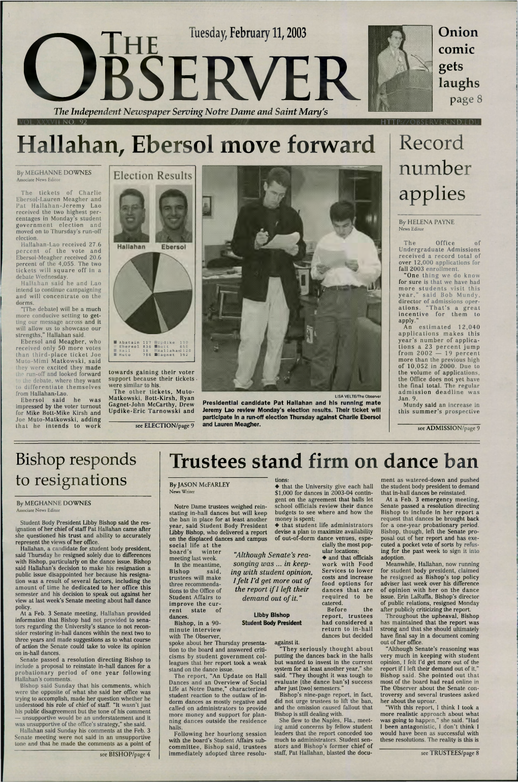 Hallahan, Ebersol Move Forward Record