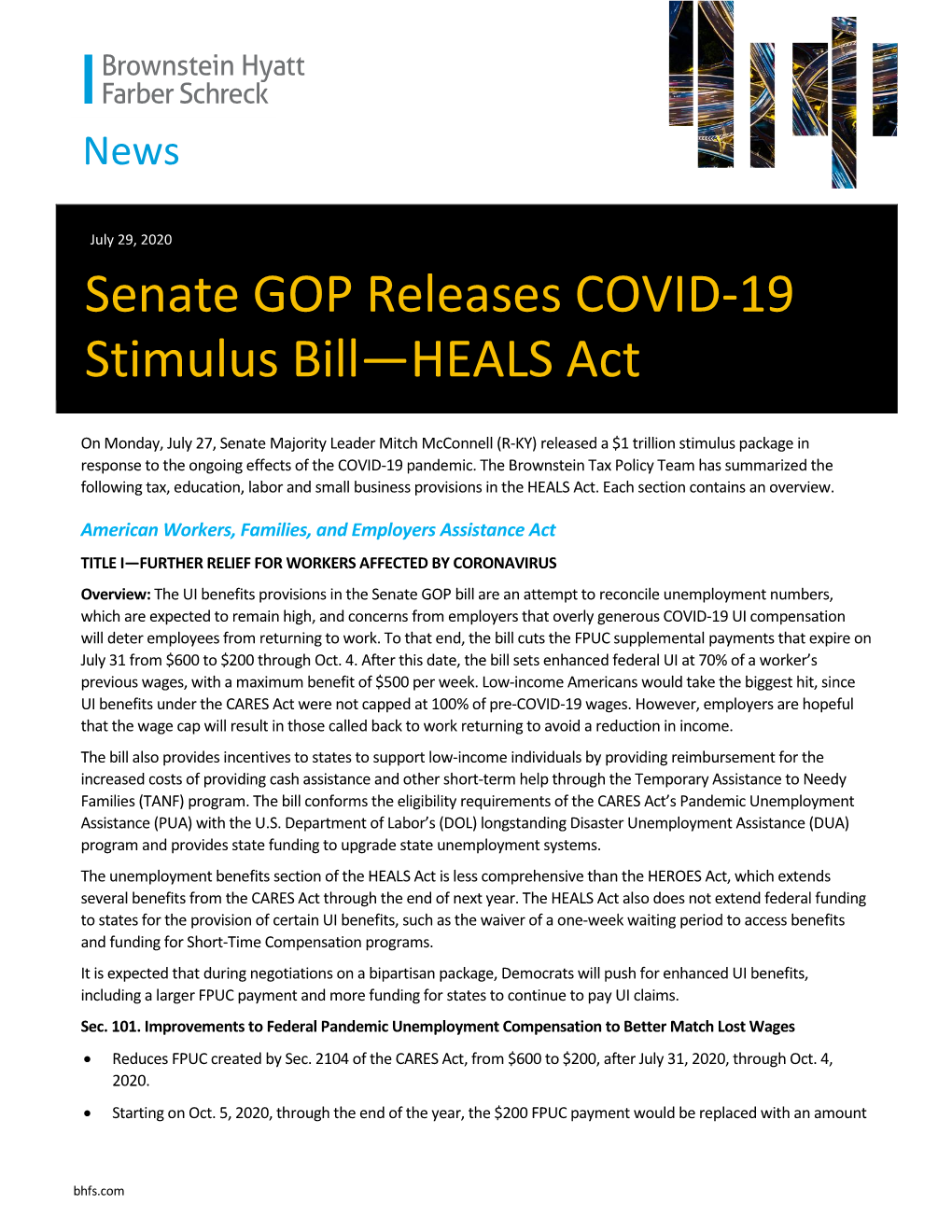 Senate GOP Releases COVID-19 Stimulus Bill—HEALS Act